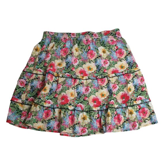 Vero Moda Floral A Line Skirt S Multicolor Flowers Viscos Stretch 26 In Elastic - Picture 4 of 5